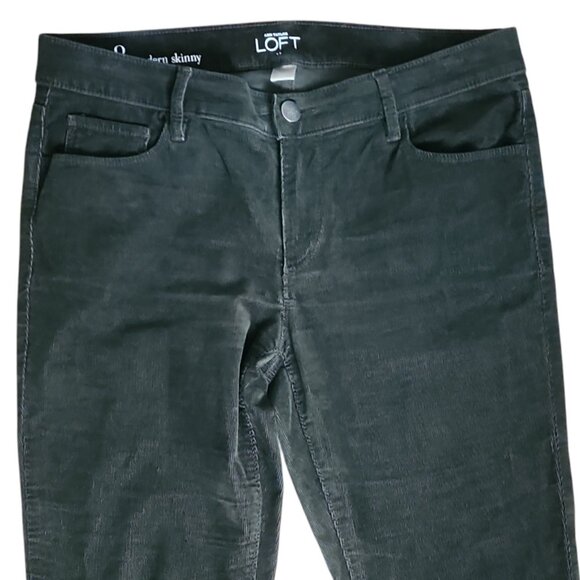 Ann Taylor Loft Pants Womens Size 8 Modern Skinny Green Corduroy with Pockets - Picture 2 of 6